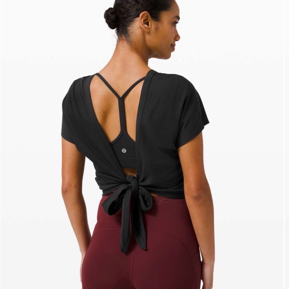 NWT Lululemon Its A Tie Tee Top Black Sz 8